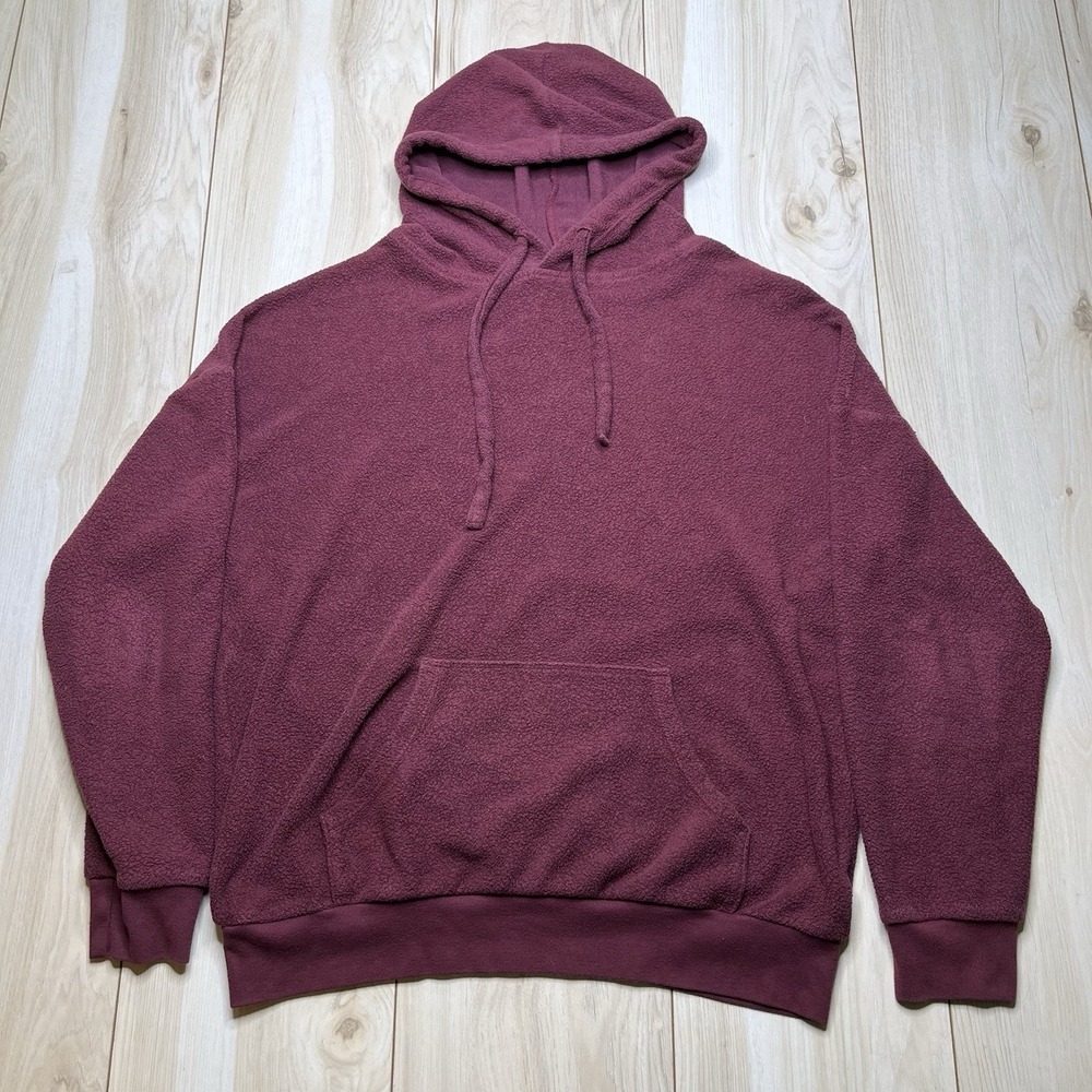 Soft Serve Hoodie Adult Size Medium Burgundy Fleece Sweater Pocket Made In USA